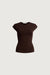 Fitted cap sleeve t-shirt in coffee bean — main image