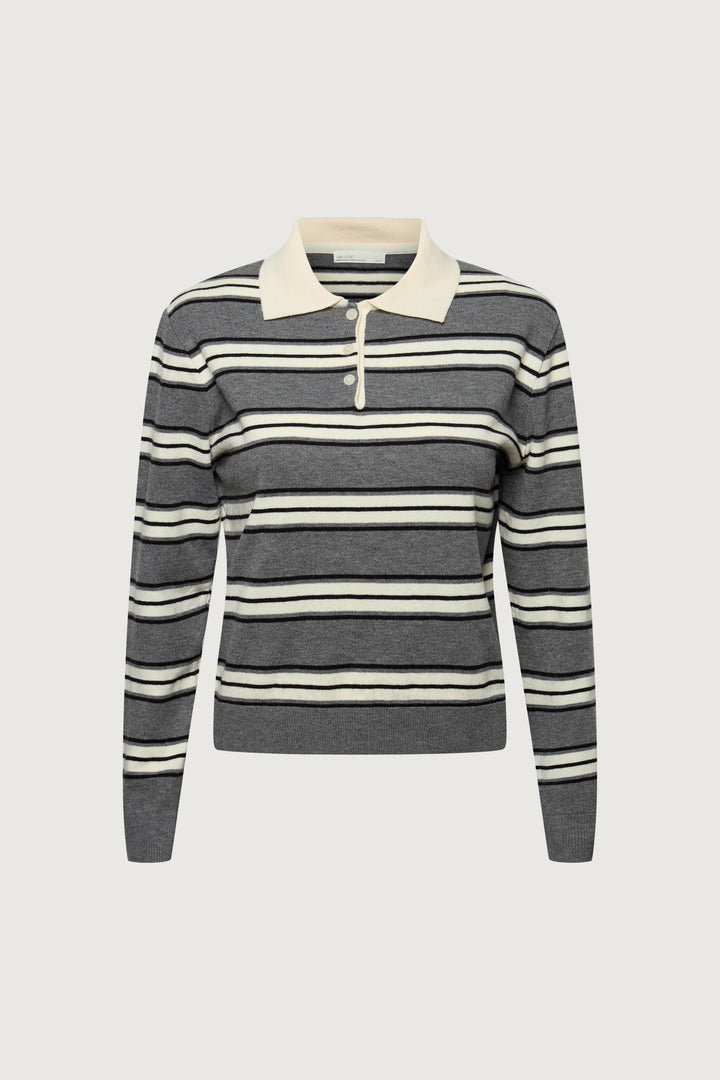 CLASSIC FIT STRIPED POLO LONG SLEEVE SWEATER