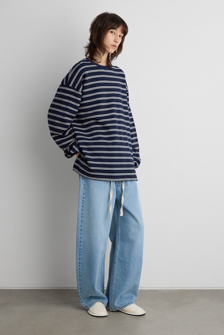 BRUSHED FLEECE STRIPED PULLOVER