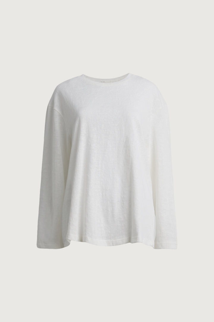 RELAXED LONG SLEEVE T-SHIRT in White — alternate angle