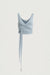 Tie front wrap top in blue sky — main image