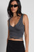 Tie front wrap top in charcoal — main image