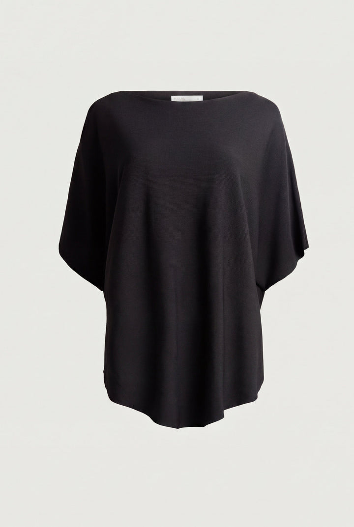 RELAXED LIGHTWEIGHT KNIT TOP in Charcoal — alternate angle