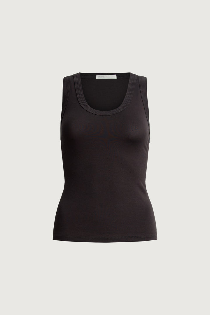 SCOOP NECK TANK TOP in Charcoal — alternate angle