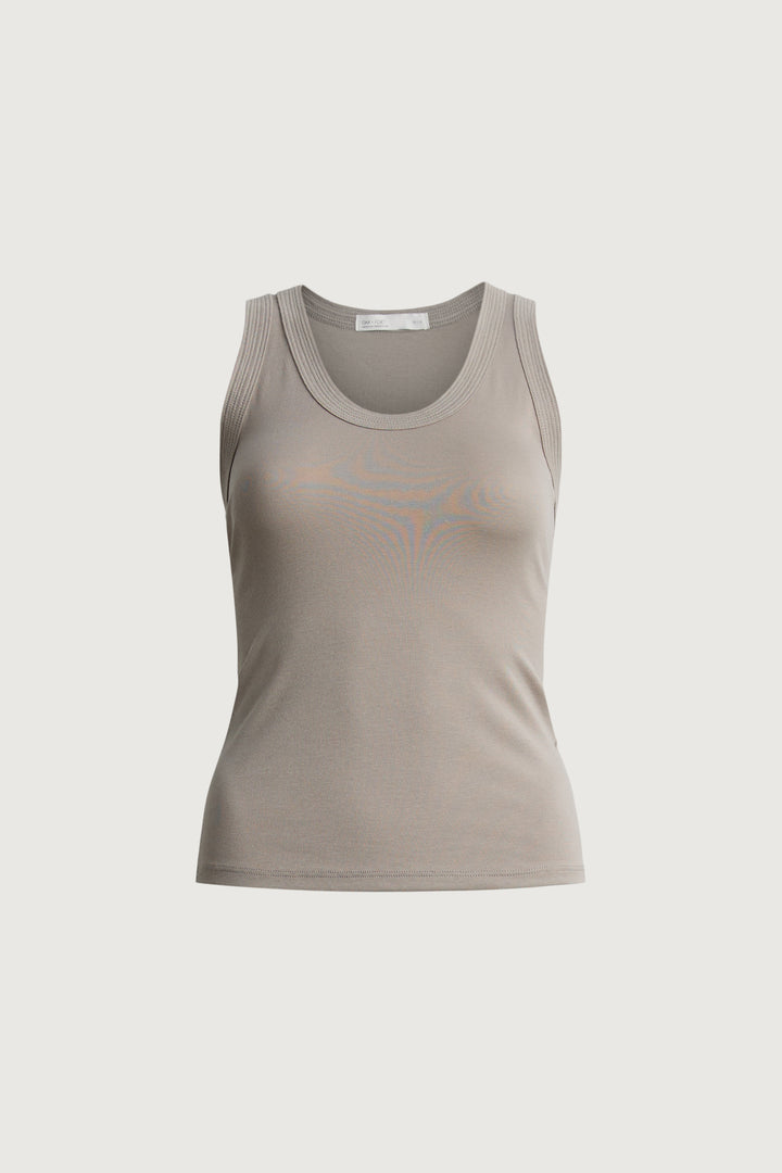 SCOOP NECK TANK TOP in Gray — alternate angle