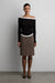 Shirred contrast layer top in black — main image