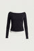 Shirred contrast layer top in black — main image