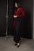 Scarf draped long sleeve top in wine — main image