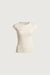 Fitted cap sleeve t-shirt in cream — main image