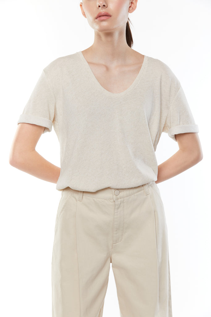 argue LINEN×COTTON PERFECT WIDE T-SHIRTS Linen-Cotton Shirt | Gap