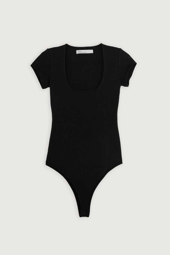 SQUARE NECKLINE BODYSUIT in Black — alternate angle
